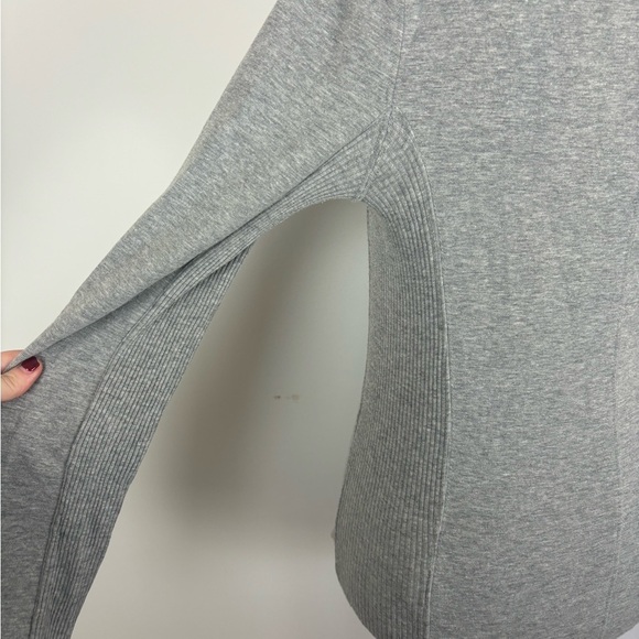 Free People Long Sleeve Top Gray Lace Up M - Picture 3 of 6